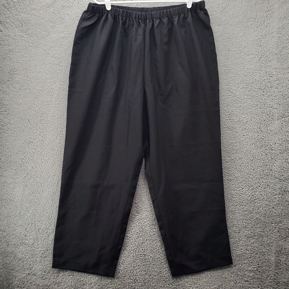 Roamans Pull On Pants Womens 22W Black Elastic Waist Black